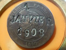 10 CENTIMES - CERES - 1890 A - CONTREMARQUES " 1 JANVIER 1908 " - POUR AMATEURS