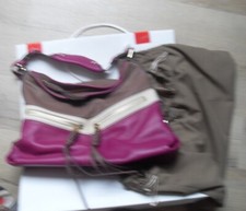 NEUF SAC A MAIN LANCEL COUP D'ECLAT DUSTBAG MARRON ET VIOLET BORDEAU