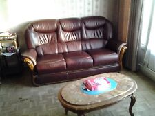 CANAPE CUIR Fixe Marron 3 PLACES