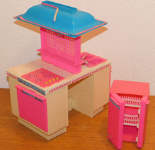 vintage CUISINE EQUIPEE four plaque REFRIGERATEUR 1984 poupée BARBIE MATTEL 9119