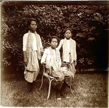 Cambodge à Paris Costume traditionnel 1906 PHOTO Stereo Verre Vintage §Fn1