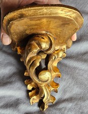 Console d'applique d' angle vintage en bois doré style XVIII ème Rococo