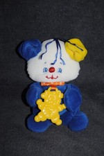 🍀Doudou Ours Chien FISHER PRICE 1998 Bleu Blanc Anneau Dentition Vintage 20 Cm