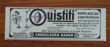Publicité OUISTITI CONTREPOIDS LUSTRES LUMINAIRES ENROULEURS BARON  1927 advert 