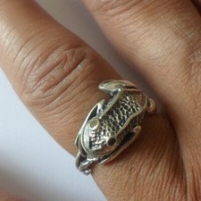 bague en argent massif, grenouille, t. 54