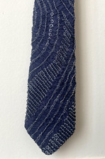 Cravate Vintage Japon Kimono Shibori Marine Violet L=8,5cm TBE