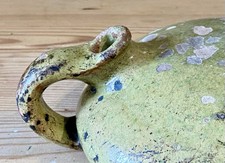 XIX ème Ancienne terre Cuite Vernissé Verte Bouillotte