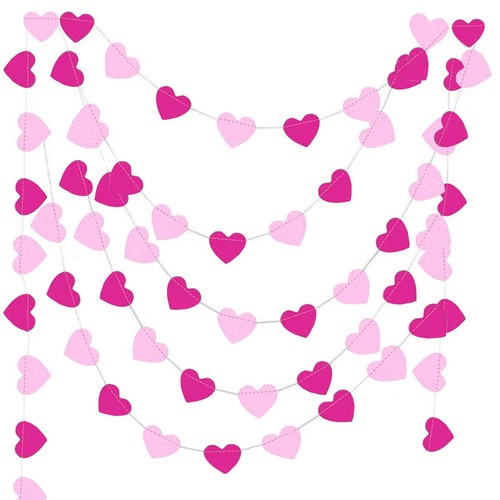Guirlande papier coeur rose - guirlande,