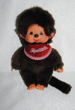 ?Peluche doudou Kiki SEKIGUCHI MONCHHICHI yeux marron bavoir rouge 20 cm NEUF