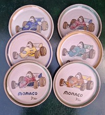 6 assiettes dessert Formule 1 Monaco céramique Vallauris 1985 signé era Cerenne 