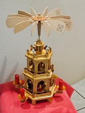 décoration noël Carrousel Moulin Tournant Bois Naturel Personnages De La Nativit