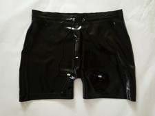 Short Noir Taille Mi-haute En Caoutchouc 100% Pure Latex Caoutchouc 0.4mm S-XXL
