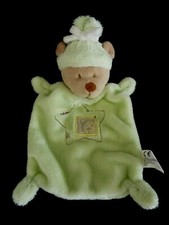 *. DOUDOU PLAT NICOTOY KIABI OURS BEIGE VERT ETOILE FENETRE BONNET ETAT NEUF *