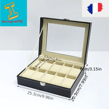 BOITE  pour 10 Montres  Présentoir Coffret Boîte de Stockage de rangement Noir