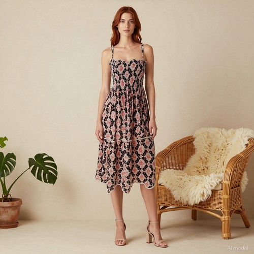 Boho cottage robe midi - cottage,
