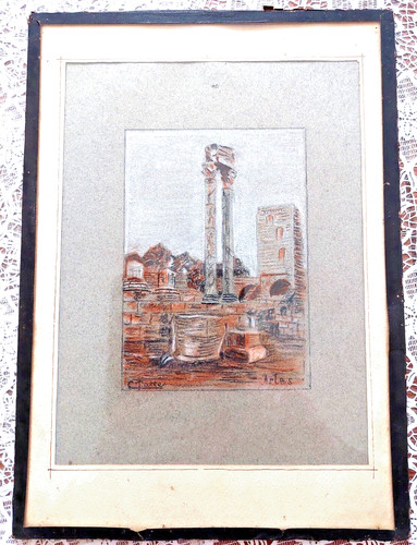 Tableau pastel scène arles - tableau,
