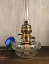 Antique French Table Oil Lamp Font Hand Cut Crystal Victorian Baccarat 19thC