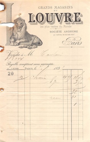 1899 grands magasins louvre - magasins, du