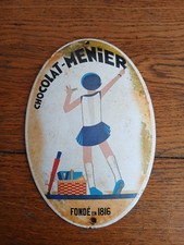 PLAQUE ÉMAILLÉE BOMBÈE PUBLICITAIRE CHOCOLAT MENIER