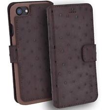 IPHONE 7 8 Étui Livre Cuir Sac Portefeuille Coque Cuir D'Autruche Look En Braun