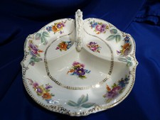 PLAT SERVITEUR MENDIANT ANCIEN EN PORCELAINE ERDMANN SCHLEGELMILCH.   REF 4522