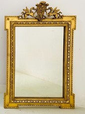 miroir en stuc à coquille patine doré décor animal fond en sapin . XIX siècle .