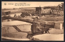 CPA Zeebrugge, canon à l´entrée du Môle 1935 
