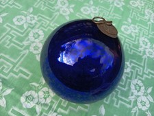 Ancienne Boule de Noêl Eglomisée / Mercurisée en Verre Soufflé 19 ème D 14,5 cm.