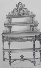 Console Etagére de Salon GRAVURE le MAGASIN de MEUBLES Victor QUETIN XIXéme