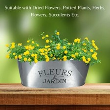 Bac Ovale En Métal Galvanisé Greenbrier Pour Fleurs Et Jardin 10,5"x5"x4"
