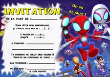 5 - 12 ou 14 cartes invitation anniversaire spiderman réf 487
