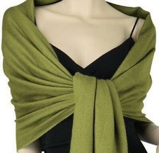 Large écharpe, étole, châle VERT olive  cachemire  laine  top qualité cadeau
