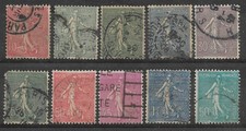 Lot 10 timbres Semeuse Lignée