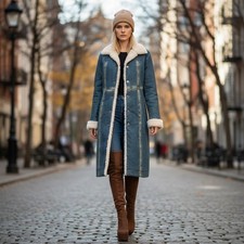 Manteau femme long en jean