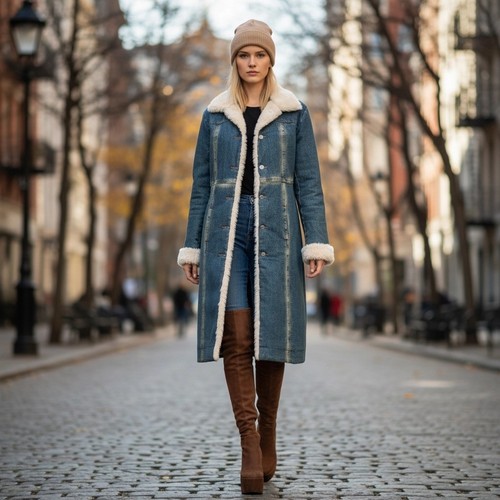 Manteau femme long - en, jean