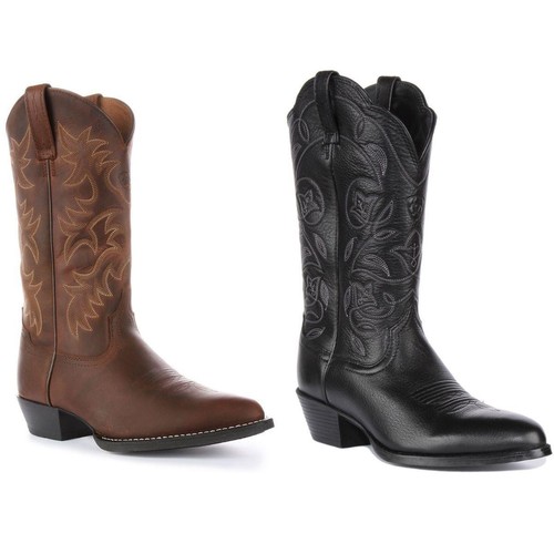 Bottes western cuir marron - bottes, en