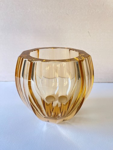 Ancien vase verre jaune - ancien,