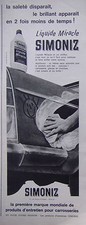 PUBLICITÉ DE PRESSE 1964 SIMONIZ PRODUITS D'ENTRETIEN POUR CARROSSERIE