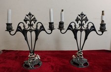 CHANDELIERS ANCIENS. STYLE ART NOUVEAU. MÉTAL ARGENTÉ. ESPAGNE. XIXE-XXE.