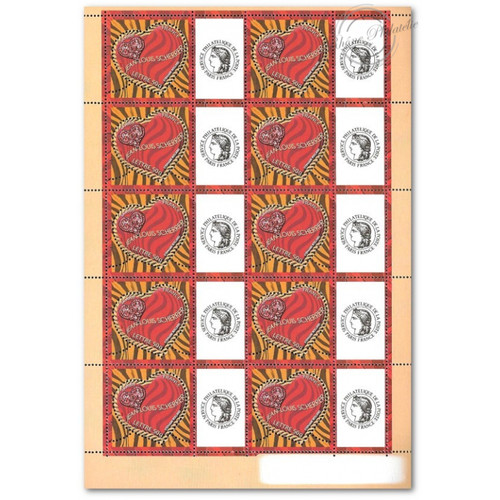 Feuille timbres saint valentin - timbres, saint-valentin