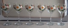 6 VERRES A VIN BOURGOGNE ROUGE - MOTIFS FLORAUX - GRAVURE MAIN