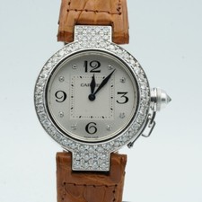 Montre Femme Cartier Pasha Quartz 32MM 18K 750 Or 2813 Or Blanc Avec Diamants