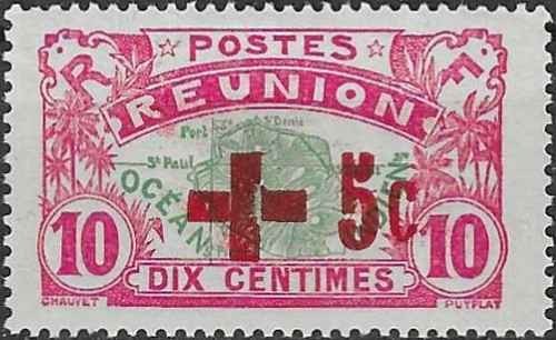 Timbre croix rouge - timbre, réunion