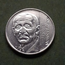 Pièce commémorative de 5 francs Mendes France en cupronickel 1992 SUP nettoyée.