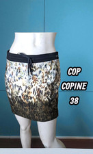Cop Copine Taille 38  Superbe jupe beige noire polyester Berault