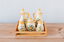 Ensemble de Condiment Provençal Set de Table en Céramqiue 5 Pots et Plateau