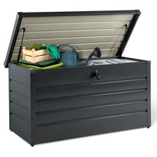 Coffre de rangement métal verrouillable gris anthracite pour jardin 350L 120x62,