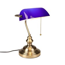 Bleu Lampe de Bureau en Verre