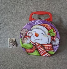 Boite en métal style valise décor bonhomme de neige noël Wickleim seit 1615