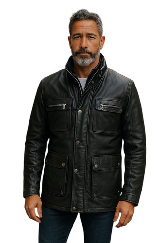 Veste militaire cuir - militaire, en